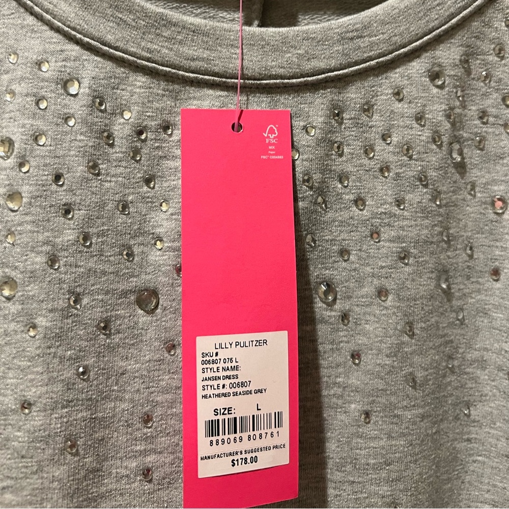 SOLD. NWT Lilly Pulitzer Jansen dress in heathered seaside grey sz L - Picture 5 of 9